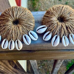 Hay-Wheat Cowrie Earrings